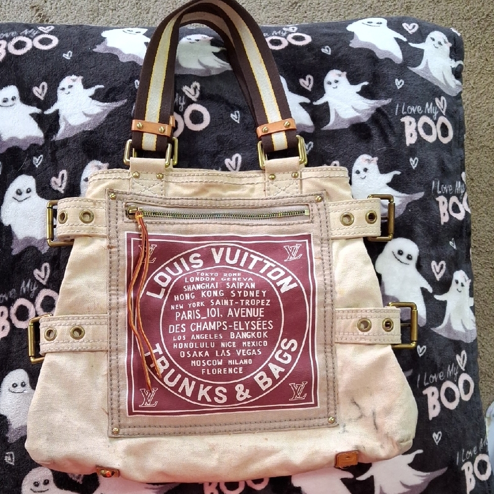 Louis Vuitton Cream and Pink Tote Bag